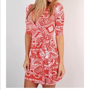 Orange and White Tangerine Wrap Dress